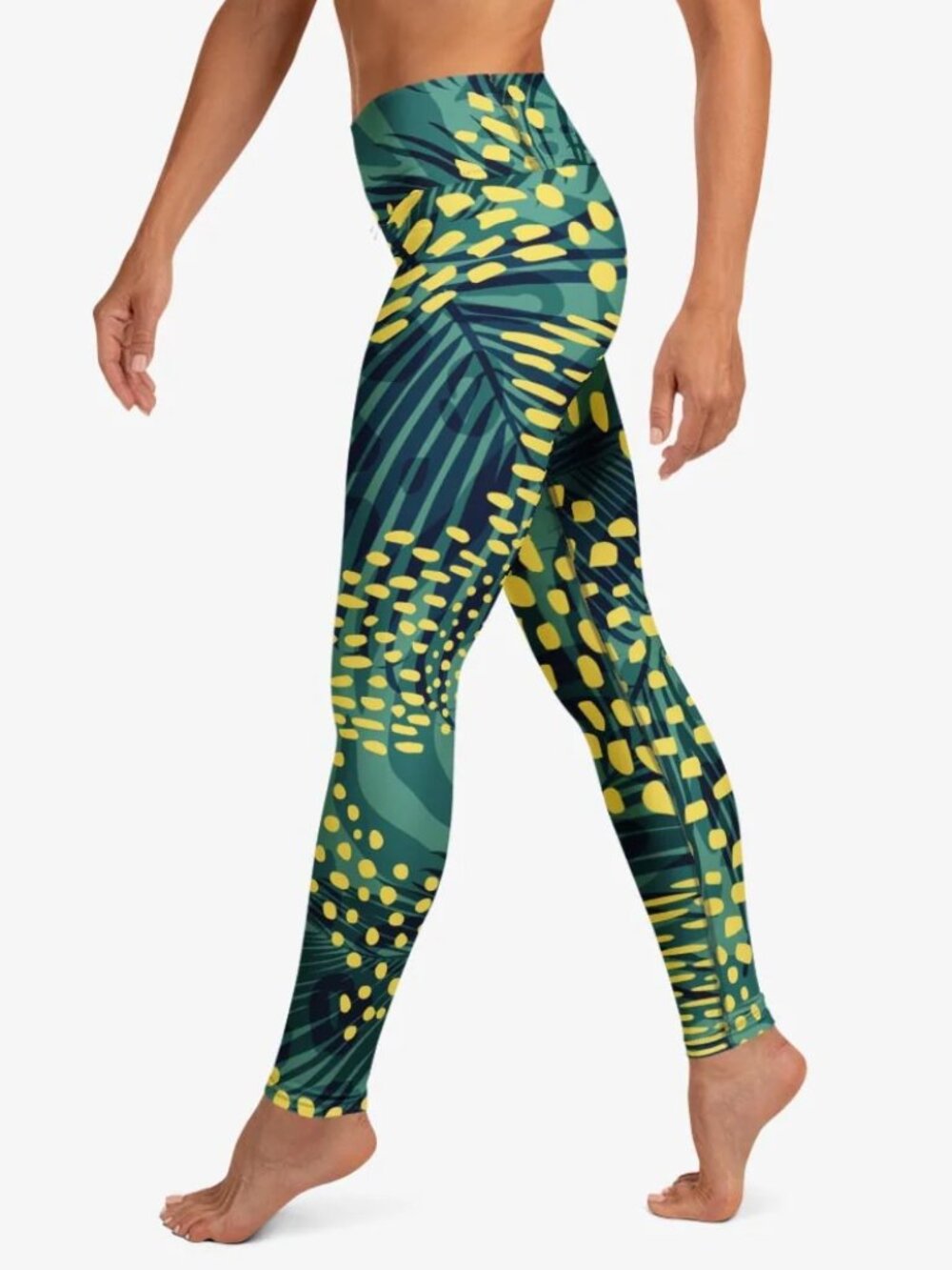 Loony Legs 'Wild Tribe' Leggings Size Medium Abstract Animal Print Green Yellow - Picture 7 of 11